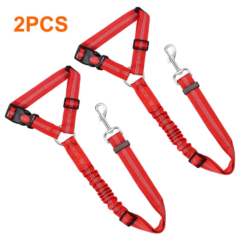 BWOGUE 2 Packs Dog Cat Safety Seat Belt Strap Car Headrest Restraint Adjustable Nylon Fabric Dog Restraints Vehicle Seatbelts Harness - Image 2